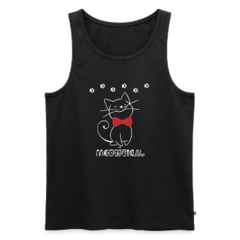 Verspielte Katzenillustration mit roter Schleife - Männer Premium Bio Tank Top - Schwarz - Vorne - AI Model Male 178 light (178cm)