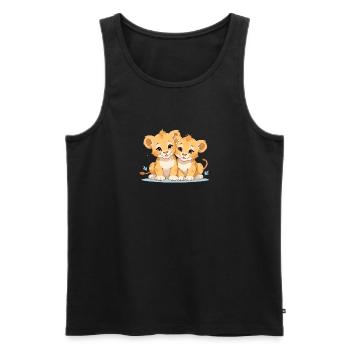 Lion cubs - Men's Premium Organic Tank Top - black - Front - AI Model Male 178 light (178cm)
