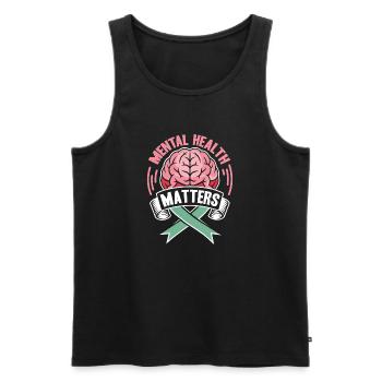 Mental health counts as a motive - Men's Premium Organic Tank Top - black - Front - Michal (187cm)