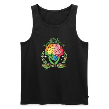 Colorful Brain for Mental Health - Men's Premium Organic Tank Top - black - Front - Michal (187cm)