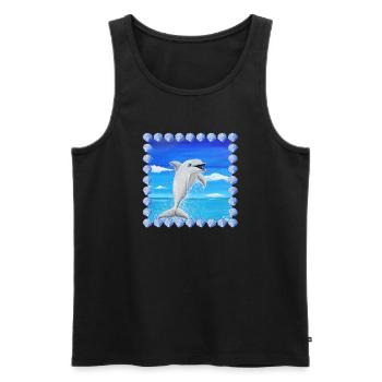 Cheeky Dolphin - Sonja Ariel von Staden - Men's Premium Organic Tank Top - black - Front - AI Model Male 178 light (178cm)
