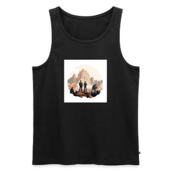 Wanderer vor Alpenlandschaft - Männer Premium Bio Tank Top - Schwarz - Vorne - AI Model Male 178 light (178cm)