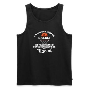 Citation Sport Basket Motivation - Débardeur bio Premium Homme - noir - Devant - Michal (187cm)
