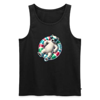 A relaxed polar bear on a swimming ring - Men's Premium Organic Tank Top - black - Front - Michal (187cm)