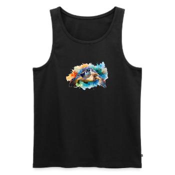 A water turtle in colorful watercolor style - Men's Premium Organic Tank Top - black - Front - Michal (187cm)