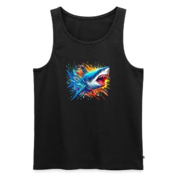 Requin - Débardeur bio Premium Homme - noir - Devant - Michal (187cm)