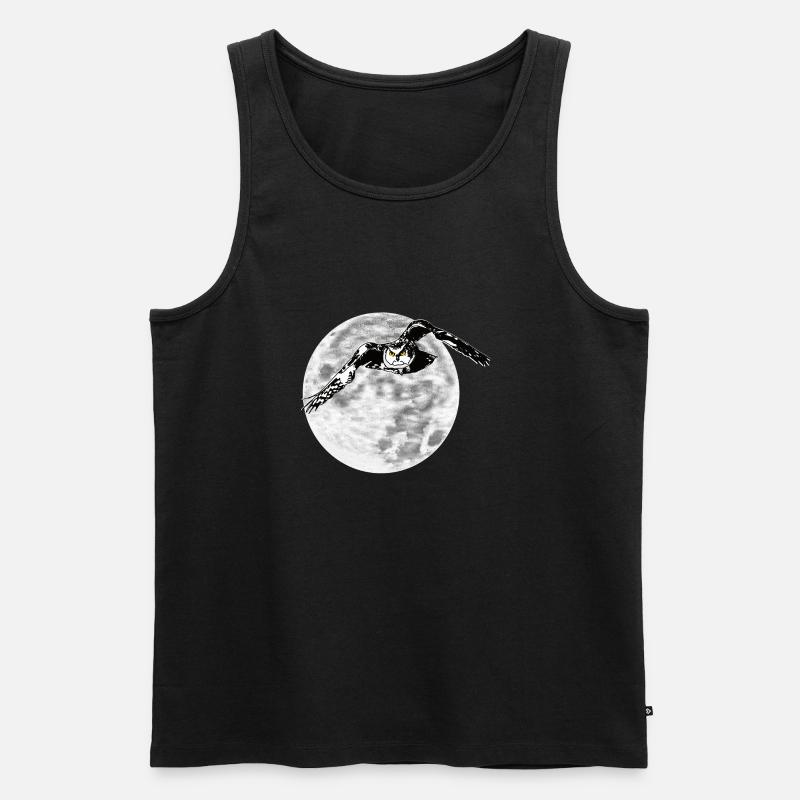 Hibou devant la lune - Débardeur bio Premium Homme - noir