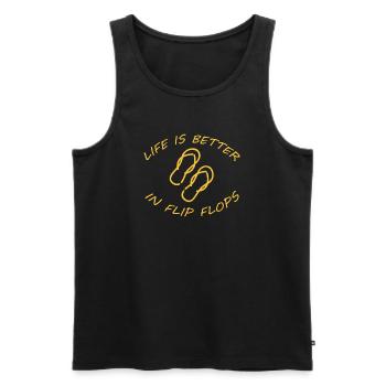 LIFE IS BETTER IN FLIP FLOPS - Men's Premium Organic Tank Top - black - Front - Michal (187cm)
