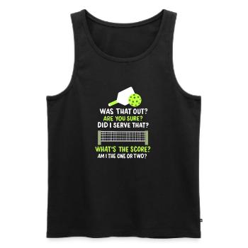 Pickleball-Spieler Paddleball - Männer Premium Bio Tank Top - Schwarz - Vorne - Michal (187cm)