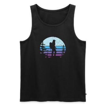 Wandern für Frauen - Männer Premium Bio Tank Top - Schwarz - Vorne - Michal (187cm)