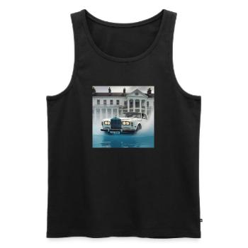 Oldtimer in beleuchteter Wasserfontänenszene - Männer Premium Bio Tank Top - Schwarz - Vorne - Michal (187cm)