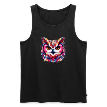 Eule - Männer Premium Bio Tank Top - Schwarz - Vorne - Michal (187cm)