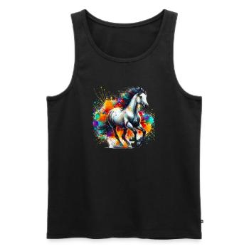 Pferd - Männer Premium Bio Tank Top - Schwarz - Vorne - Michal (187cm)