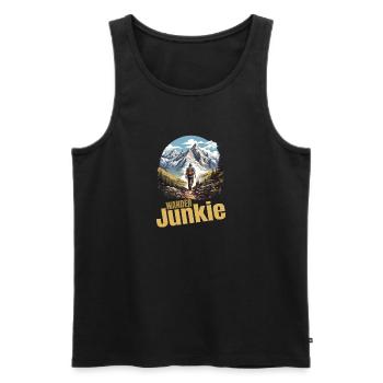 Wander Junkie - Männer Premium Bio Tank Top - Schwarz - Vorne - Michal (187cm)