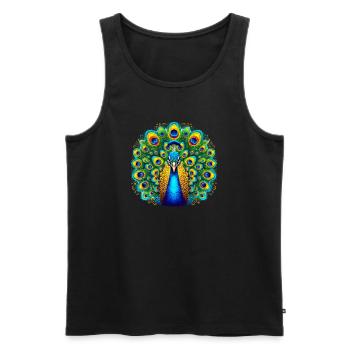 Pfau - Männer Premium Bio Tank Top - Schwarz - Vorne - AI Model Male 178 light (178cm)