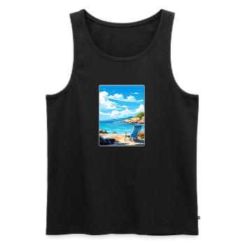 Crete Greece Travel Poster Souvenir Postcard Paint - Men's Premium Organic Tank Top - black - Front - Michal (187cm)