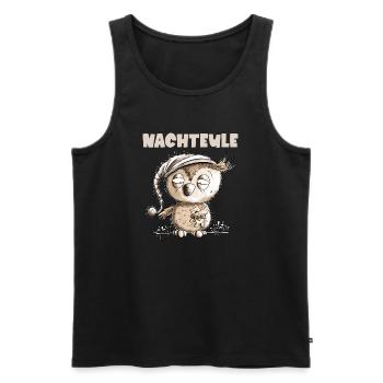 Drollige Nachteule Eule - Männer Premium Bio Tank Top - Schwarz - Vorne - AI Model Male 178 light (178cm)