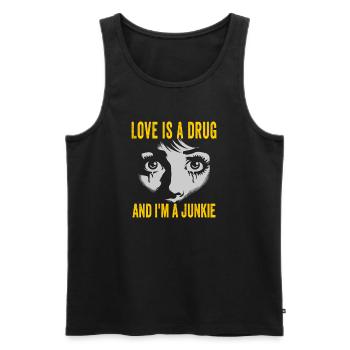 Love is a Drug Junkie - Men's Premium Organic Tank Top - black - Front - AI Model Male 178 light (178cm)