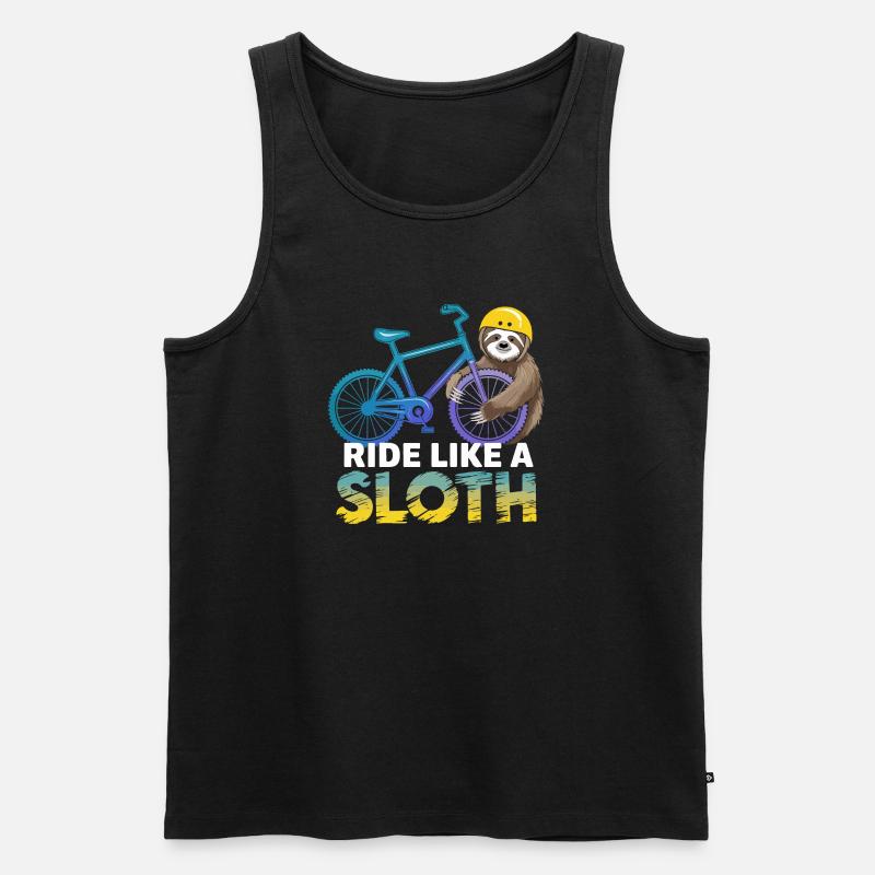 Faultier Biker mit Helm - Männer Premium Bio Tank Top - Schwarz