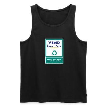Vend beau-père - Débardeur bio Premium Homme - noir - Devant - AI Model Male 178 light (178cm)