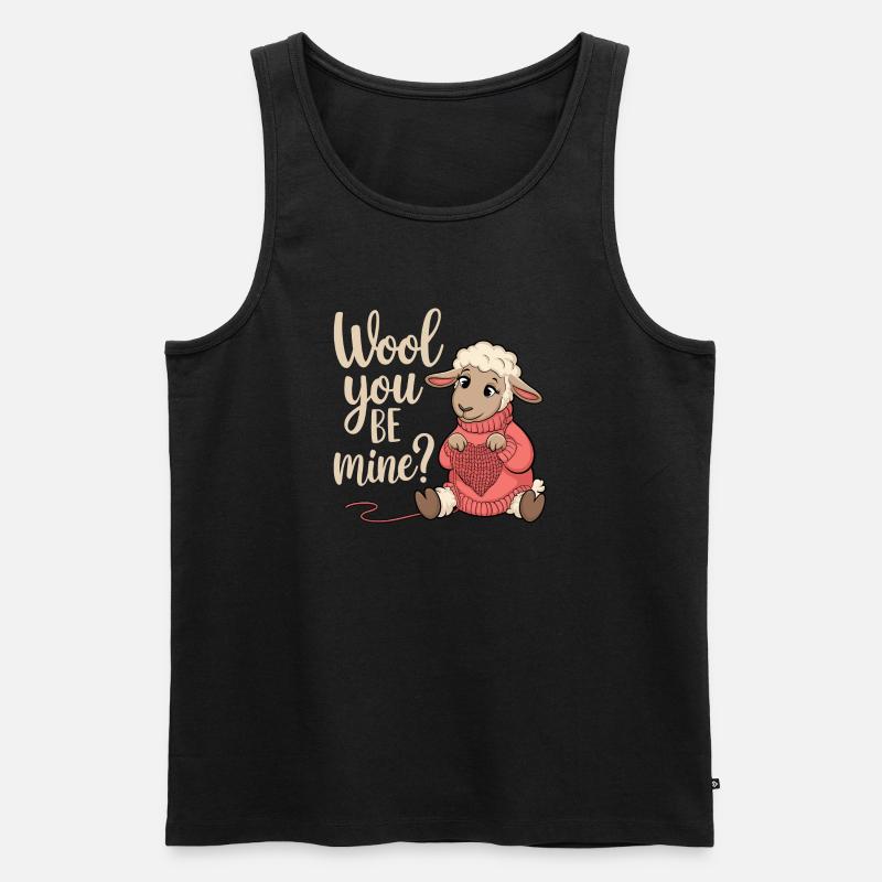 Wolliges Valentinsherz Schäfchen - Männer Premium Bio Tank Top - Schwarz