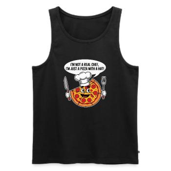 Pizza Chef Humour T-Shirt - Débardeur bio Premium Homme - noir - Devant - Michal (187cm)
