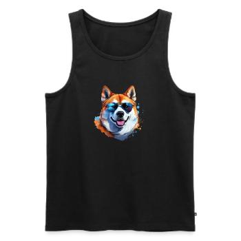 Akita Inu avec lunettes de soleil - Débardeur bio Premium Homme - noir - Devant - Michal (187cm)