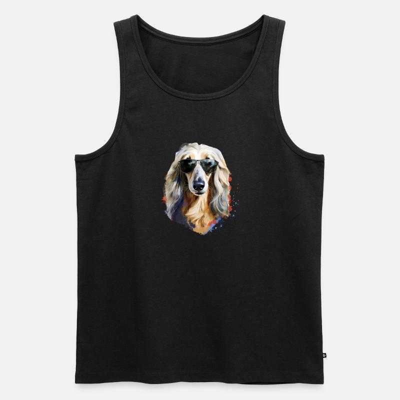 Afghanischer Windhund mit Sonnenbriller - Männer Premium Bio Tank Top - Schwarz