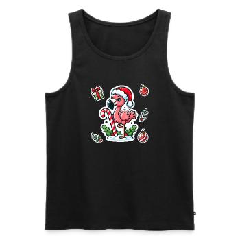 Festive Flamingo Fun - Männer Premium Bio Tank Top - Schwarz - Vorne - Michal (187cm)
