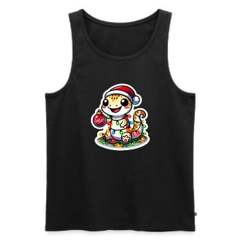 Christmas Gecko Glam - Männer Premium Bio Tank Top - Schwarz - Vorne - AI Model Male 178 light (178cm)