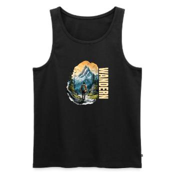 Wandern - Männer Premium Bio Tank Top - Schwarz - Vorne - Michal (187cm)