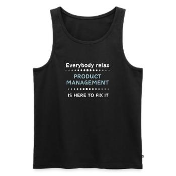 Product Management is here to fix it - Männer Premium Bio Tank Top - Schwarz - Vorne - AI Model Male 178 light (178cm)