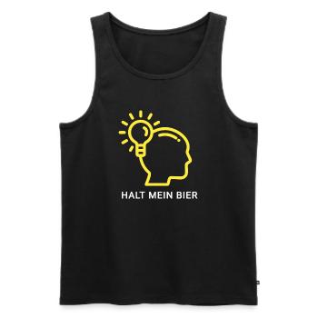 Innovatives Denk-Design mit Lichtsymbol - Männer Premium Bio Tank Top - Schwarz - Vorne - Michal (187cm)