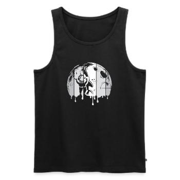 moon astronaut space rocket graffiti retro logo - Men's Premium Organic Tank Top - black - Front - Michal (187cm)