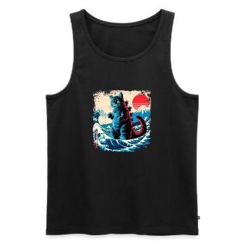 Funny Monster Kitty Cat Catzilla Anime Manga Japan - Men's Premium Organic Tank Top - black - Front - Michal (187cm)