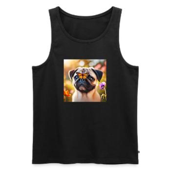 Pfiffiger Hund mit Schmetterling - Männer Premium Bio Tank Top - Schwarz - Vorne - AI Model Male 178 light (178cm)