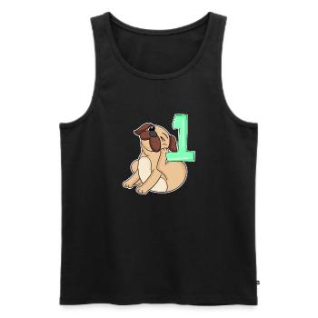 Numéro 1 Numéro Un - Motif de chien carlin - Débardeur bio Premium Homme - noir - Devant - AI Model Male 178 light (178cm)