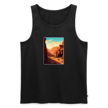 Petra Jordan Travel Poster Souvenir Postcard Paint - Men's Premium Organic Tank Top - black - Front - Michal (187cm)