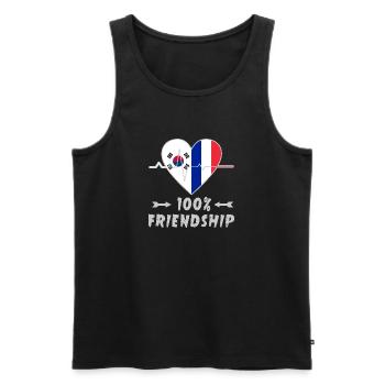 100 % amitié entre la Corée du Sud et la France - Débardeur bio Premium Homme - noir - Devant - Michal (187cm)