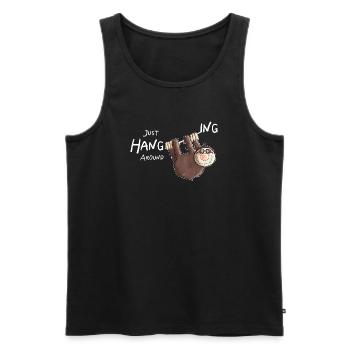 Faultier Hängt Ab I Chillende Tiere I Faulenzer - Männer Premium Bio Tank Top - Schwarz - Vorne - AI Model Male 178 light (178cm)