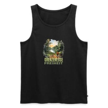 Grenzenlos wandern - Männer Premium Bio Tank Top - Schwarz - Vorne - AI Model Male 178 light (178cm)