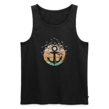 Anker retro Kapitän Boot Schiff vintage Symbol - Männer Premium Bio Tank Top - Schwarz - Vorne - AI Model Male 178 light (178cm)