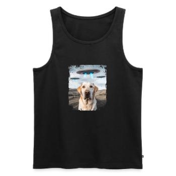 Labrador Retriever Dog Selfie with Alien UFOs. - Men's Premium Organic Tank Top - black - Front - Michal (187cm)