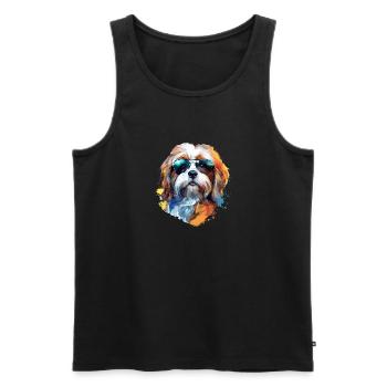 Lhasa Apso mit Sonnenbrille - Männer Premium Bio Tank Top - Schwarz - Vorne - AI Model Male 178 light (178cm)