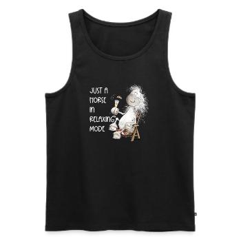 Horse With Cocktail Summer Chill Horses Saying - Men's Premium Organic Tank Top - black - Front - AI Model Male 178 light (178cm)