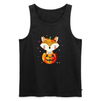 Halloween Pumpkin & Fox for Happy Halloween - Men's Premium Organic Tank Top - black - Front - Michal (187cm)