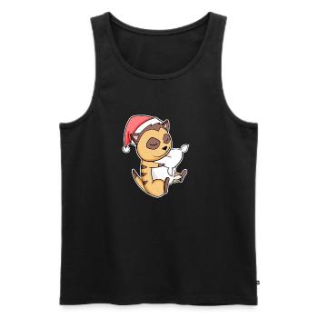 Erdmännchen Niedlich Müde Ausschlafen Weihnachten - Männer Premium Bio Tank Top - Schwarz - Vorne - AI Model Male 178 light (178cm)