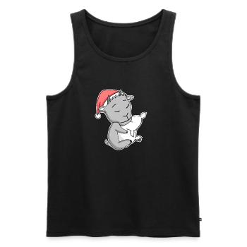Chèvre mignonne fatiguée dormir à Noël - Débardeur bio Premium Homme - noir - Devant - AI Model Male 178 light (178cm)
