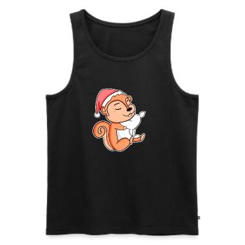 Squirrel Cute Tired Sleeping In Christmas - Men's Premium Organic Tank Top - black - Front - Michal (187cm)