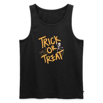 Kreatives Halloween-Design mit Kürbis und Skelett - Männer Premium Bio Tank Top - Schwarz - Vorne - Michal (187cm)
